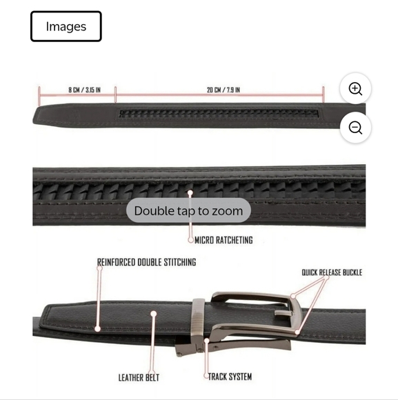 COMFORT CLICKS ADJUSTABLE RACHET STYLE BLACK BELT SILVER BUCKLE MENSWEAR MEN OS - Picture 14 of 16